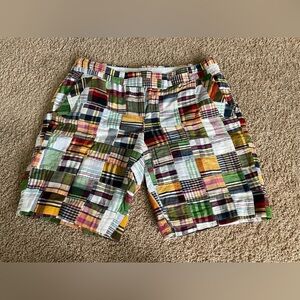 J Crew Women's 4 Patchwork Shorts City Fit Madras Cotton Preppy Plaid Bermuda.